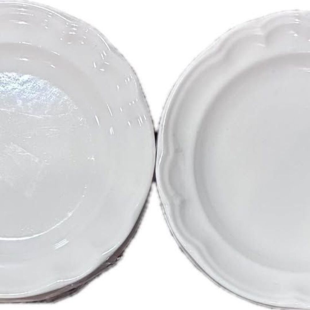 Pfaltzgraff Gazebo 7.5” White Scalloped-edge Plates - qty 6 - Vintage
